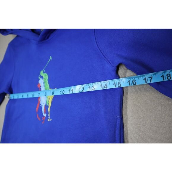 Polo Ralph Lauren Boys Blue Polo Paint Hooded Sweatshirt Size 6 - Picture 4 of 6